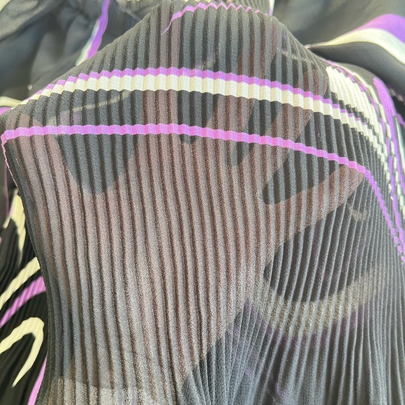 VTG C.O.C. USA Micro Pleated Striped Plisse Top Black Purple, XL Avant Garde Y2K - Picture 11 of 13